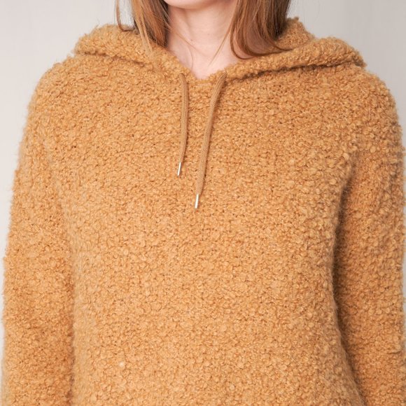 SANDRO Paris Mohair-Blend Tan Knit Hooded Sweater - Picture 2 of 5